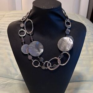 Elegant Silver Necklace with Circular Shell Accents